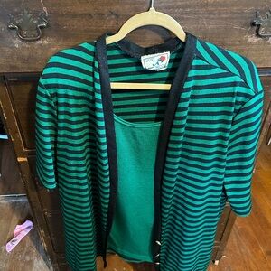 NICOLA Emerald and Ebony Striped Blouse